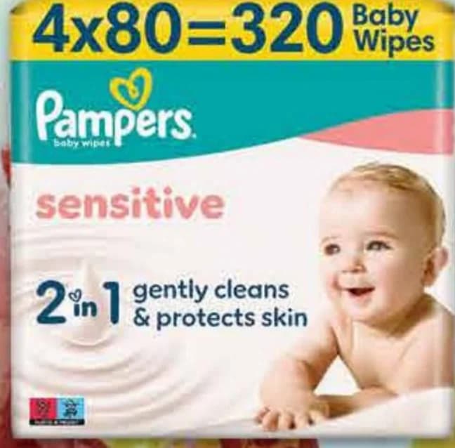 Pampers Комплект кърпи бебешки Sensitive 4 оп. х 80 бр.; 6 оп. х 80 бр., Fantastico
