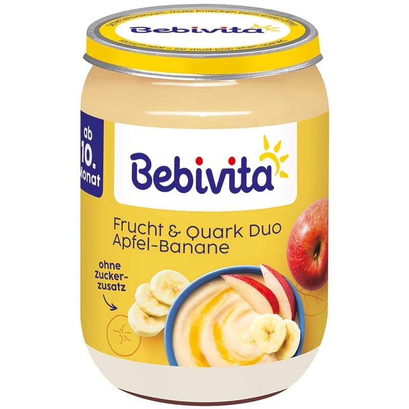 bebivita Бебивита Био Пюре Дует Ябълка и Банан с Извара 10м+ 190 г, cheap.bg