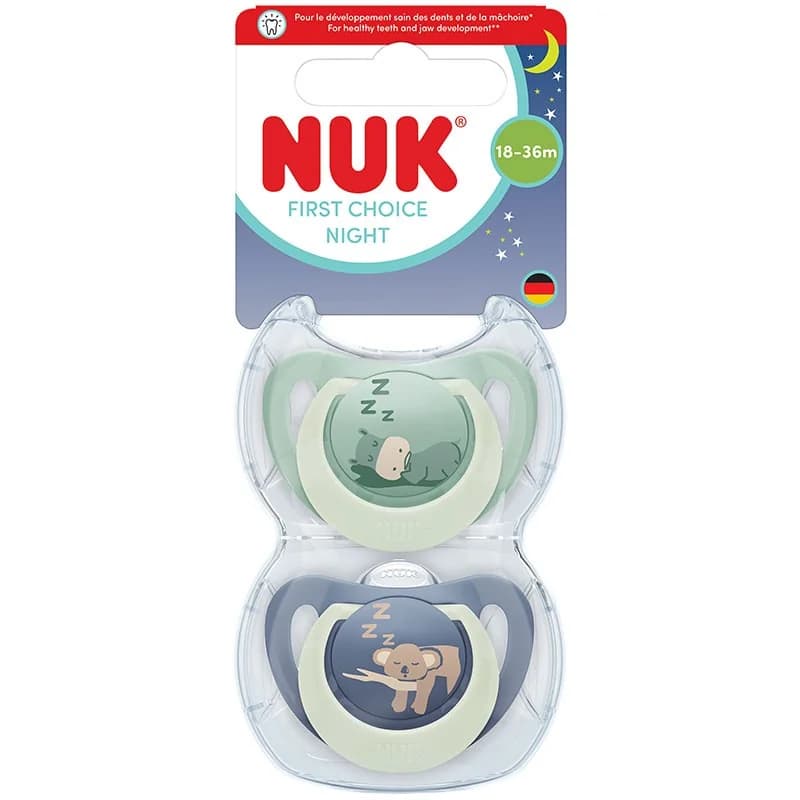 nuk Нук Биберон Залъгалка First Choice 18м+ Night Хипо/Коала Момче 2 бр., cheap.bg