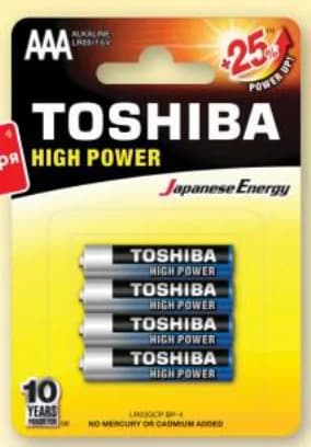 TOSHIBA Алкални батерии HP AAA, 4 бр. LR03