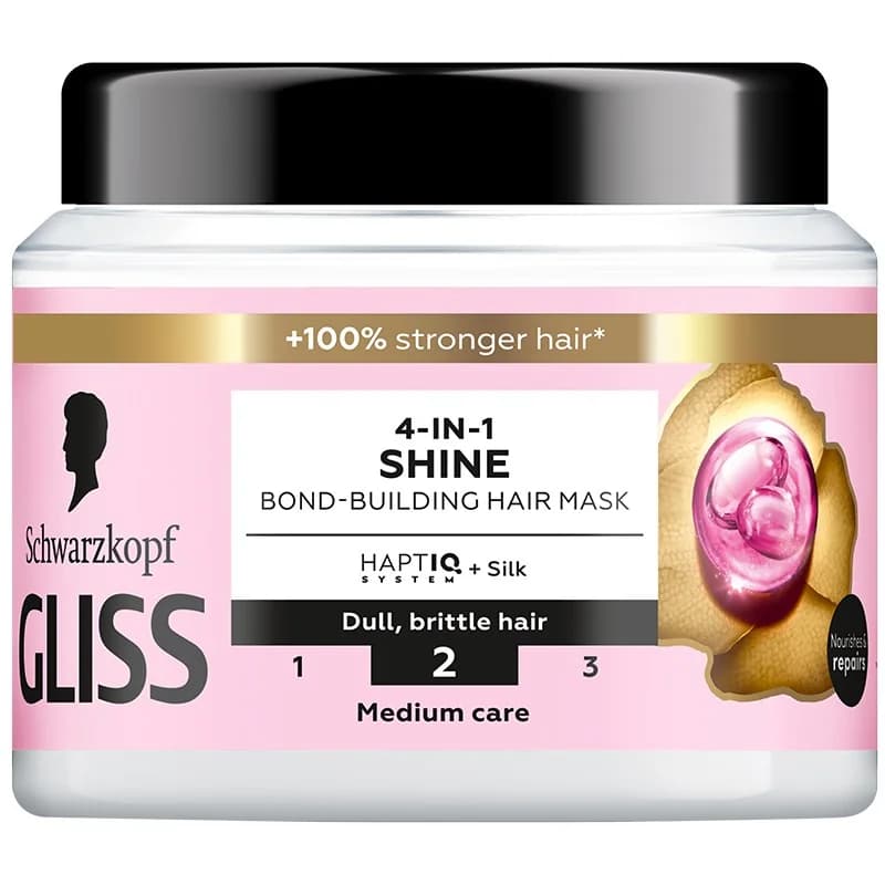 glis Глис Маска за Коса Gliss 4in1 Haptiq System + Silk за Блясък 400 мл, cheap.bg