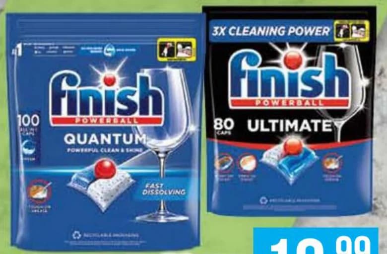 Таблетки за съдомиялна FINISH Quantum Fresh 100 бр. в оп.; Ultimate Fresh 80 бр. в оп., Fantastico