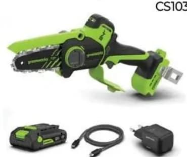 Greenworks Акумулаторен безчетков верижен мини трион CS1032GA2