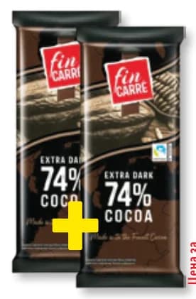 FIN CARRÉ Натурален шоколад 74% какао, Lidl