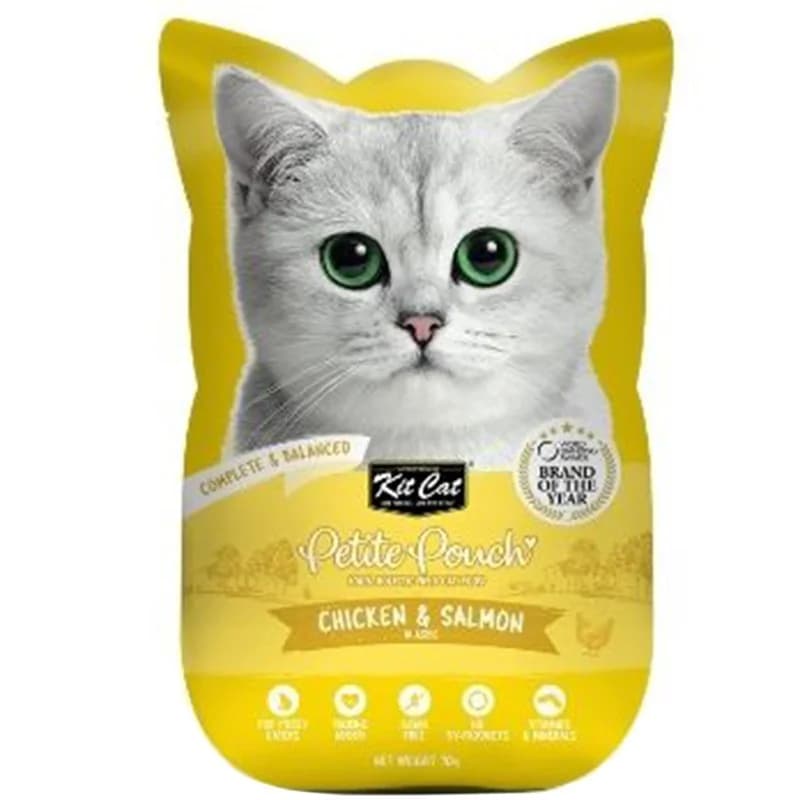 kit cat Kit Cat Храна за Котки Petite Pouch Пилешко и Сьомга в Аспик 70 г, eBag