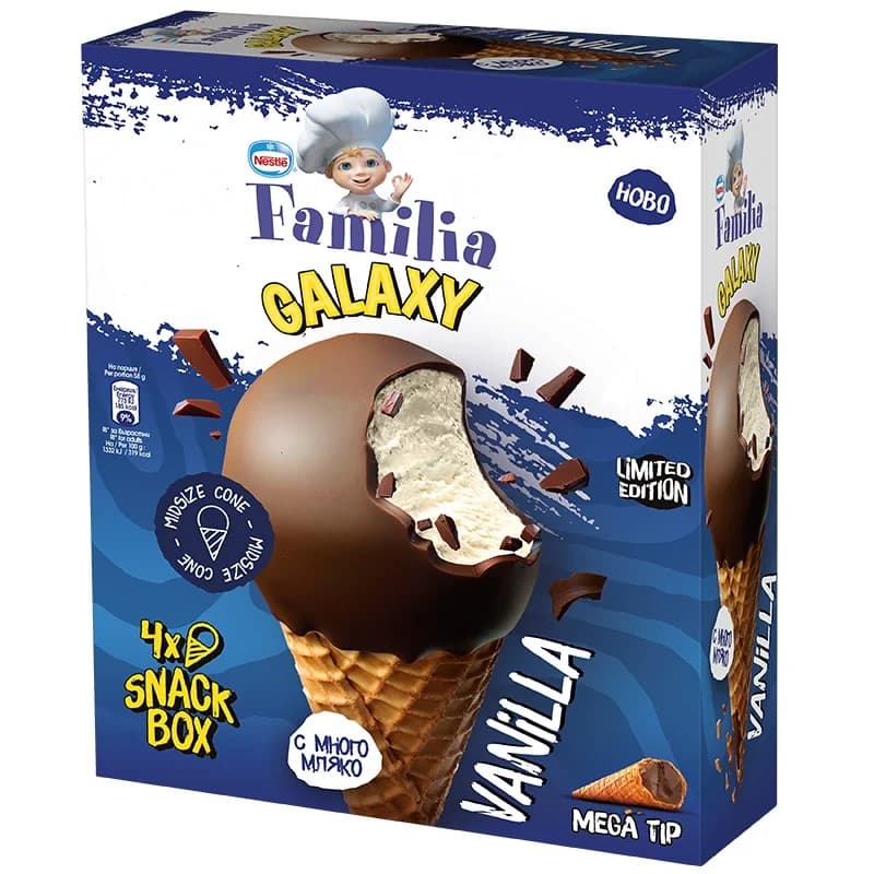 familia Familia Сладолед Фамилия Galaxy Ванилия Мултипак 4 x 58 г, cheap.bg