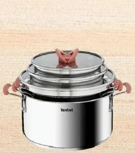 Tefal Комплект съдове за готвене Opti'Space G720S6, 6 части, Практикер
