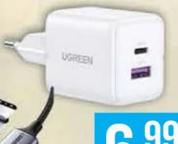 UGREEN Зарядно 220v 1XUSB-C 1XUSB-A 30W бяло, Fantastico