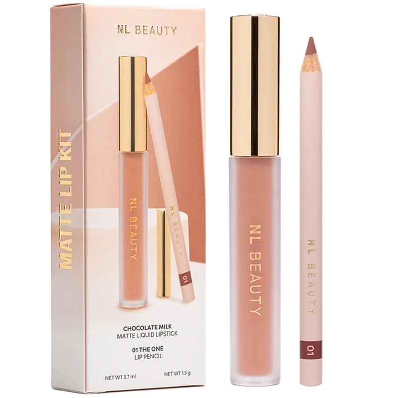 nl beauty NL Beauty Течно Матово Червило Chocolate Milk + Молив за Устни 01 The One Matte Lip Kit 1 бр., cheap.bg