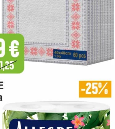 joli Joli Салфетки с цветни мотиви 40 / 40, Бурлекс