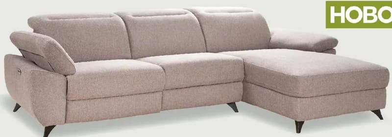 hobo HOBO Ъглова гарнитура, дамаска Loft Stone и метални крака в черно, № 999395, COMO