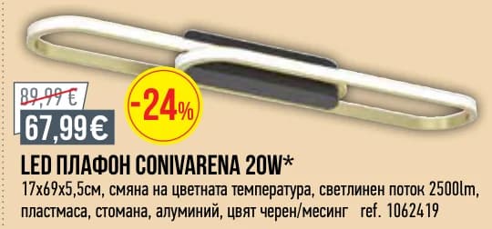 LED плафон Conivarena 20W, Mr. Bricolage