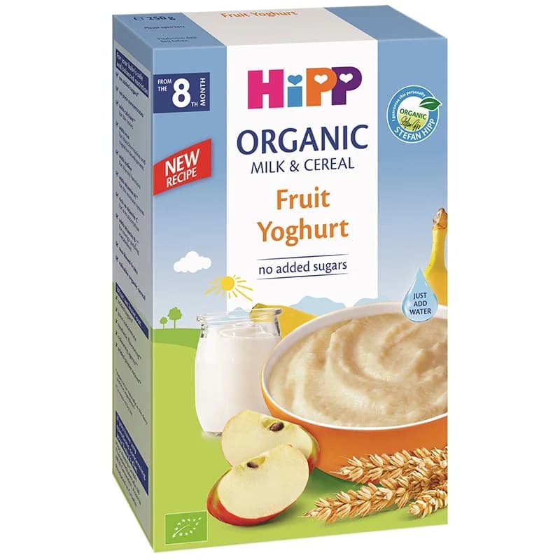hip Хип Био Каша Hipp Пребиотик Плодове и Йогурт без Захар 8м+ 250 г, cheap.bg
