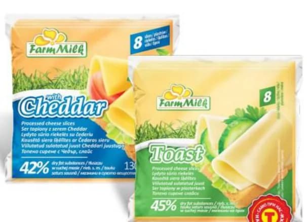 farm milk Farm Milk Топено сирене тост слайс, различни видове, T MARKET