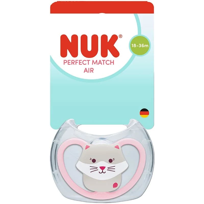nuk Нук Биберон Залъкалка Perfect Match 18м+ Air Коте 1 бр., cheap.bg