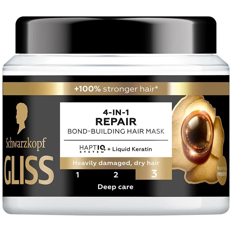glis Глис Маска за Коса Gliss 4in1 Haptiq System+Liquid Keratin Възстановяване 400 мл, cheap.bg